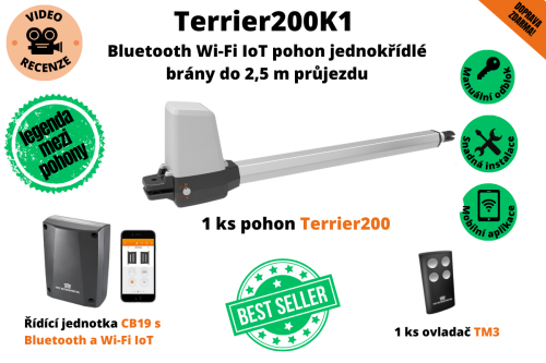 Terrier200K1 - Bluetooth Wi-Fi IoT pohon jednokřídlé brány do 2,5 m průjezdu